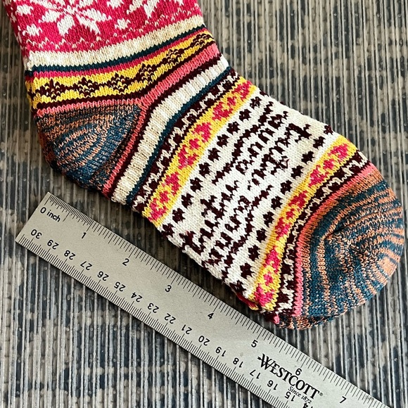 New set of 5 Colorful Patterned Knit Socks winter wool hiking boot socks women’s - Picture 4 of 8